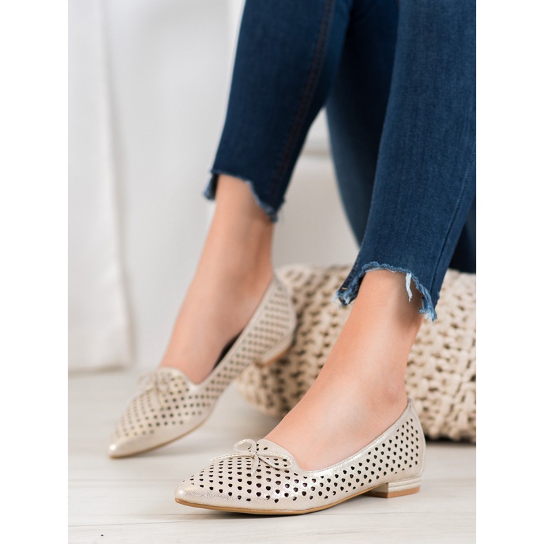 Goodin Elegáns áttört balerinák aranysárga 2