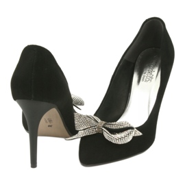 Espinto Női bőr szivattyúk 993/1K fekete íjjal 4