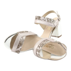 Szandál a Gamis 3942 poszton bézs rózsaszín ezüst 5