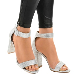 Ezüst nyitott csillogó szivattyúk ZY-161 szürke 1