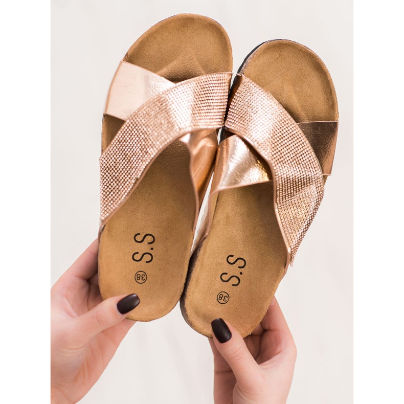 SHELOVET Klasszikus arany papucs aranysárga 1