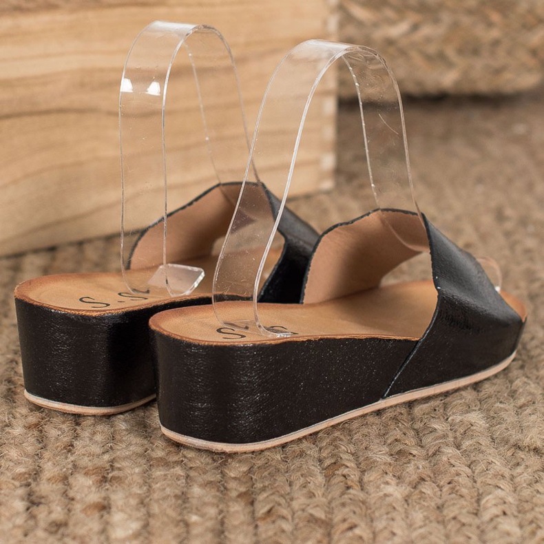 SHELOVET Stílusos ék papucs fekete 1