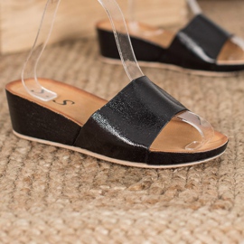 SHELOVET Stílusos ék papucs fekete 2