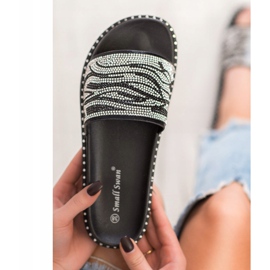 SHELOVET Divatos papucs köbcirkóniával fekete szürke 1