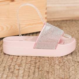 SHELOVET Papucs a platformon rózsaszín 1