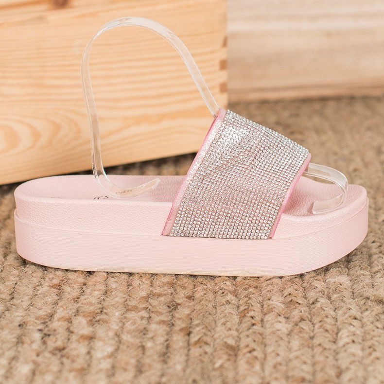 SHELOVET Papucs a platformon rózsaszín 1