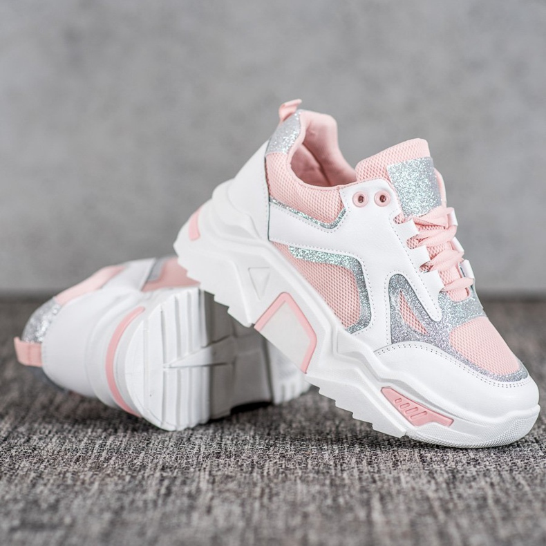 Seastar Divatos cipők csillogással fehér rózsaszín 1