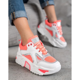 Seastar Divatos cipők csillogással fehér narancs 2