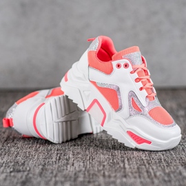 Seastar Divatos cipők csillogással fehér narancssárga 1