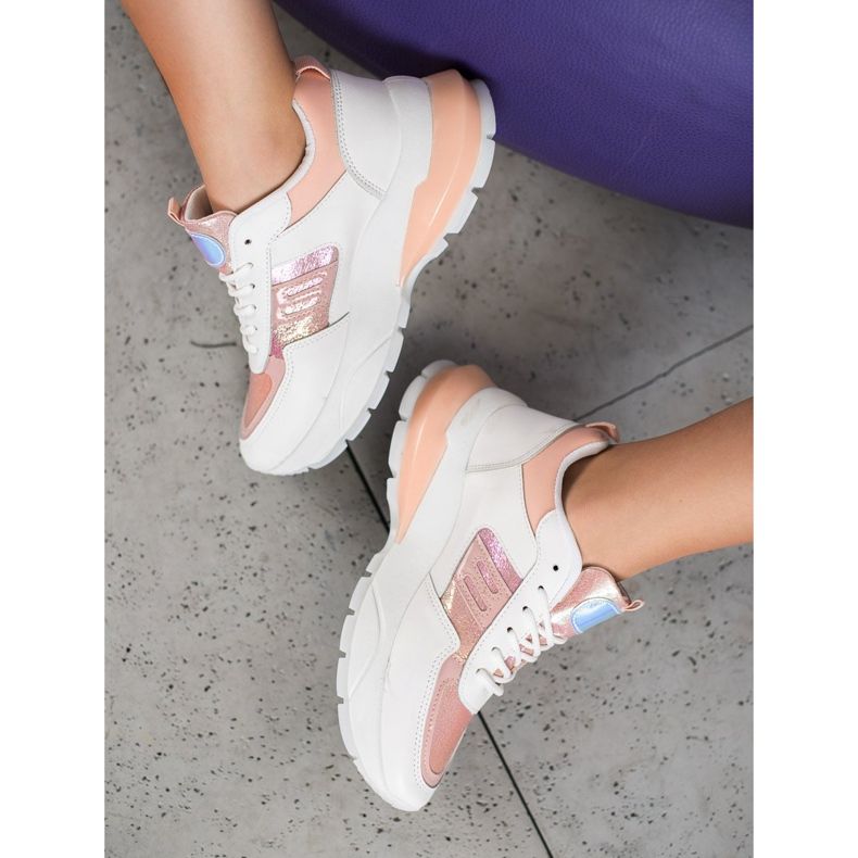 SHELOVET Divatos Eco bőr cipők fehér rózsaszín sokszínű 2