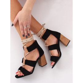 Fekete magas sarkú szandál LL-229P Fekete 2