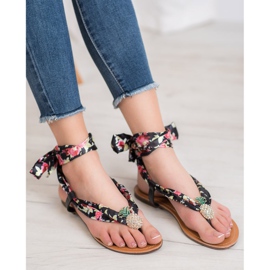 SHELOVET Kötött szandál ananásszal fekete sokszínű 2