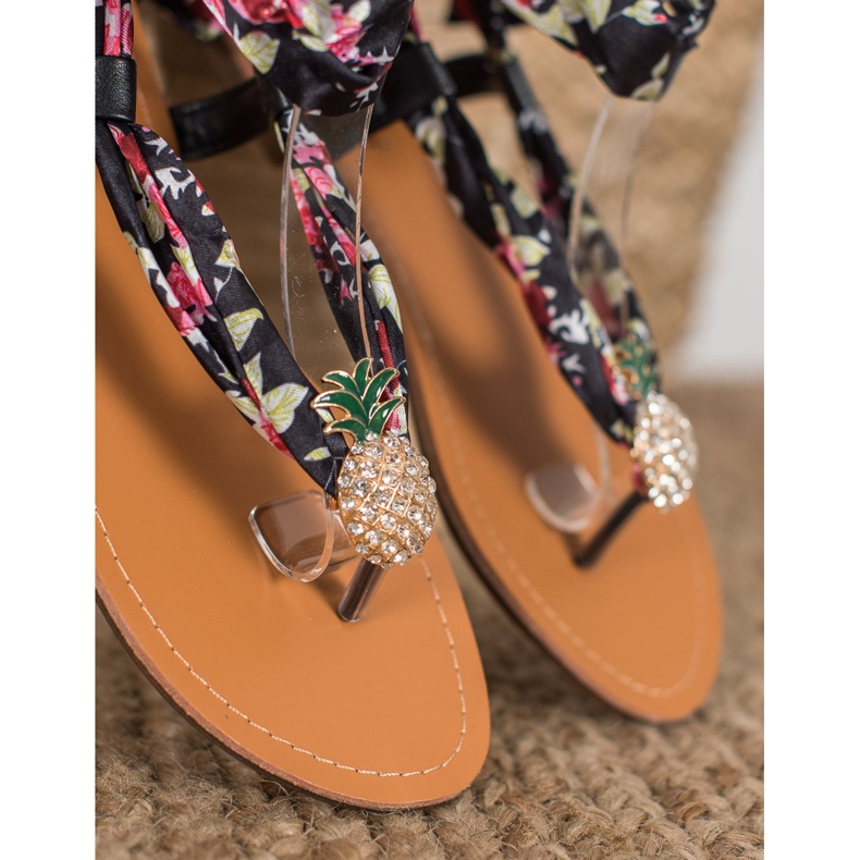 SHELOVET Kötött szandál ananásszal fekete sokszínű 1