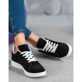 SHELOVET Kényelmes ökobőr cipő fekete 2