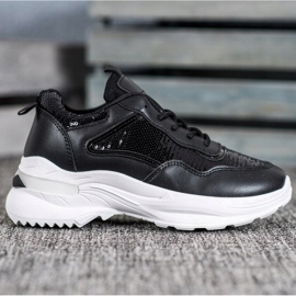 SHELOVET Divatos cipők flitterekkel fekete 1