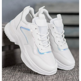 SHELOVET Divatos cipők flitterekkel fehér 2