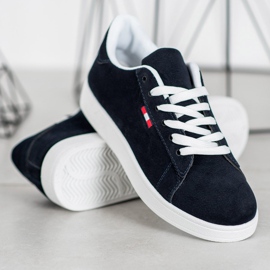 SHELOVET Kényelmes ökobőr cipő sötétkék 1 SHELOVET Kényelmes ökobőr cipő sötétkék 1