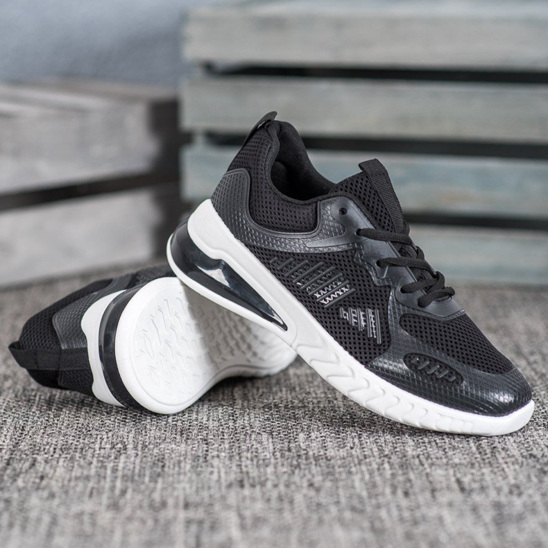 Ideal Shoes Kötött cipők hálóval fekete sárga 2