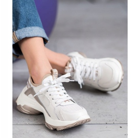 Goodin Áttört bőr cipők fehér sárga 2