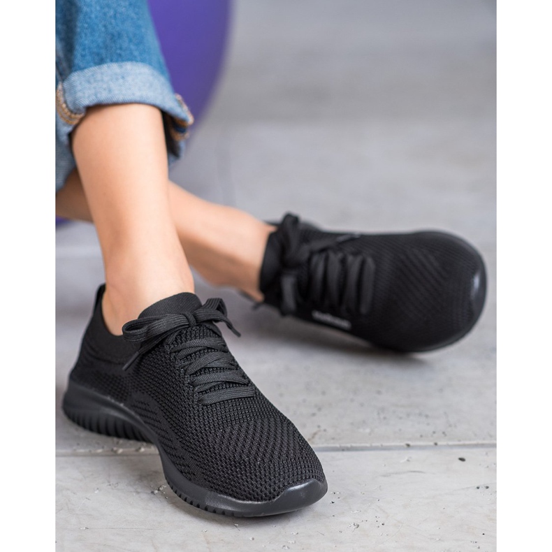 SHELOVET Fűzött textilcipő fekete 2