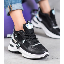 Weide Divatos cipők felirattal fekete 2 Weide Divatos cipők felirattal fekete 2