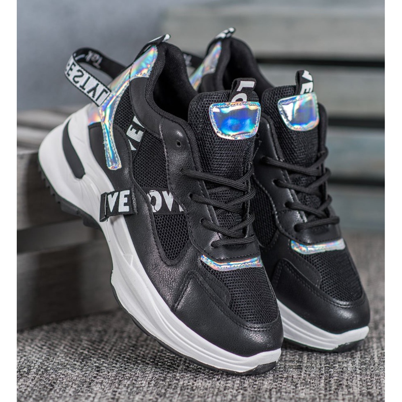 Weide Divatos cipők felirattal fekete 1