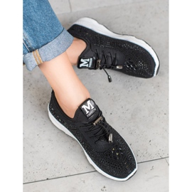 SUPER COOL Kötött cipő kristályokkal fekete 1