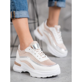 SHELOVET Divatos sportcipő fehér barna 1