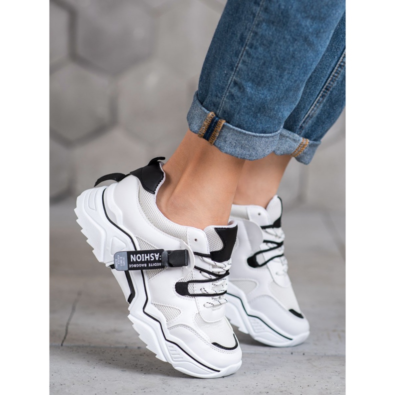 SHELOVET Női divatcipők fehér fekete 2