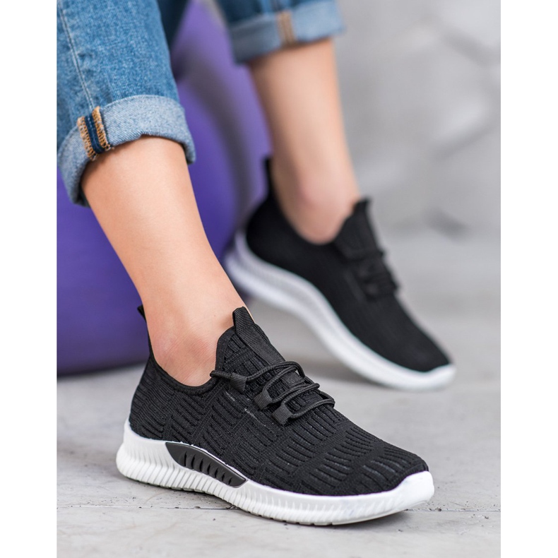 SHELOVET Kényelmes textil cipő fekete 1