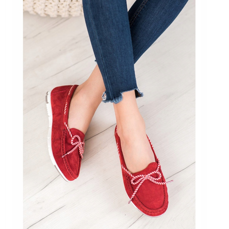 Filippo Bőr cipők csíkos íjjal piros 1