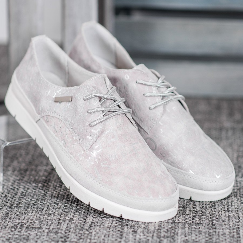 Filippo Leather Brogues a platformon szürke 2