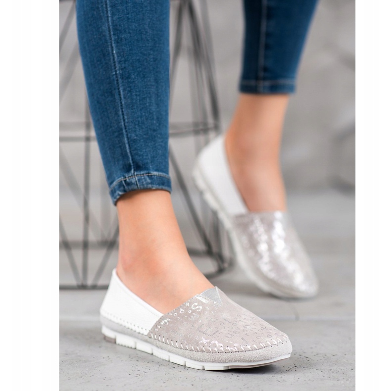 Filippo Csúszós bőr cipő rózsaszín szürke 2