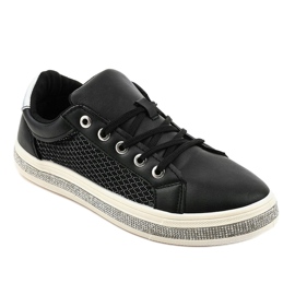 Fekete cipők cirkóniával díszítve 1153-Y szürke 1