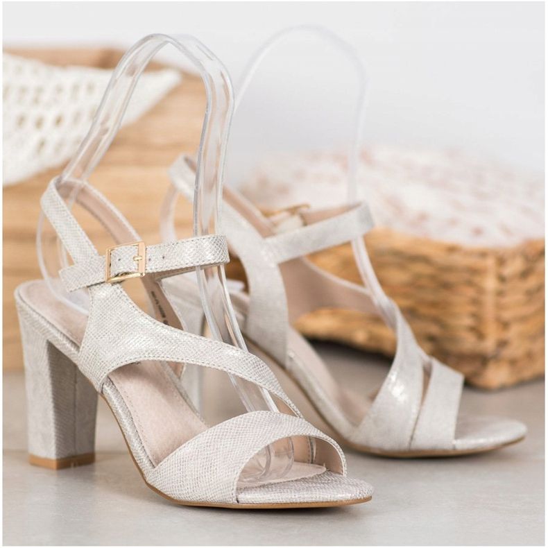 Goodin Stílusos szandál csillogással szürke aranysárga 1