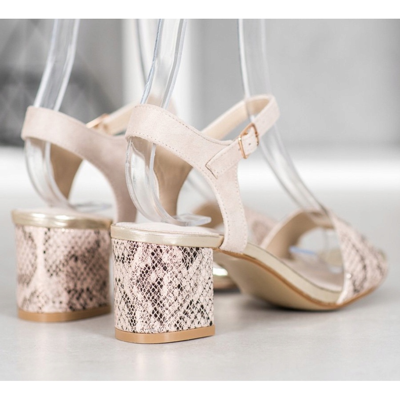 Goodin Kényelmes szandál alacsony posztón bézs aranysárga 1