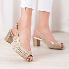 Goodin Áttört magas sarkú cipő sárga 2