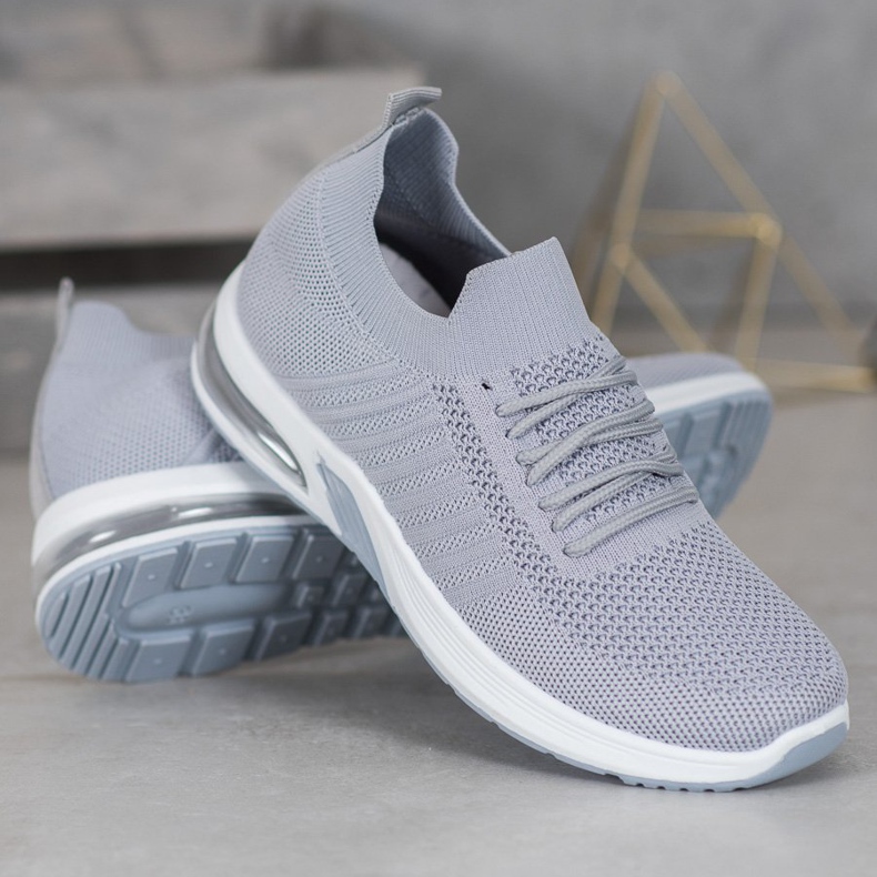 SHELOVET Szürke textilcipő a platformon 1