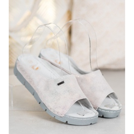 Goodin Kényelmes bőr papucs szürke 2