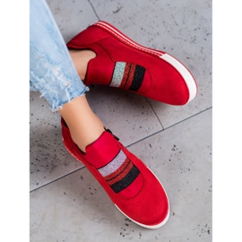 Ideal Shoes Felcsúsztatható cipők cipzárral piros 1