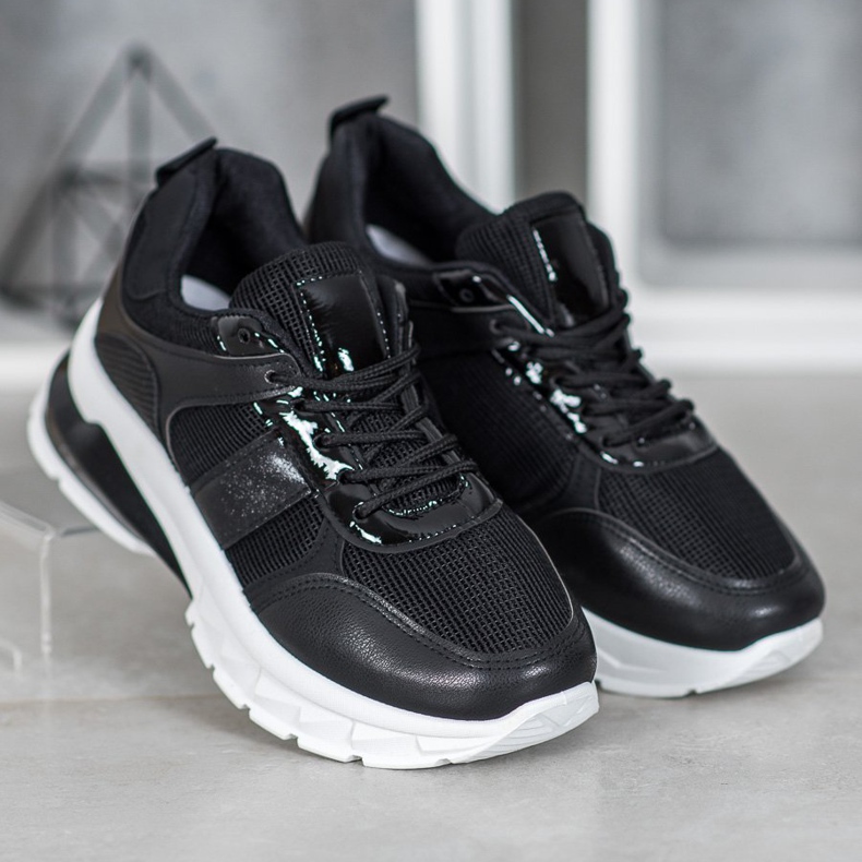 SHELOVET Stílusos hálócipő fekete 2