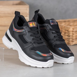 SHELOVET Fekete cipők Holo effektussal 1