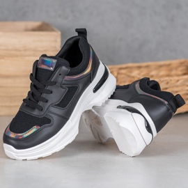 SHELOVET Fekete cipők Holo effektussal 2