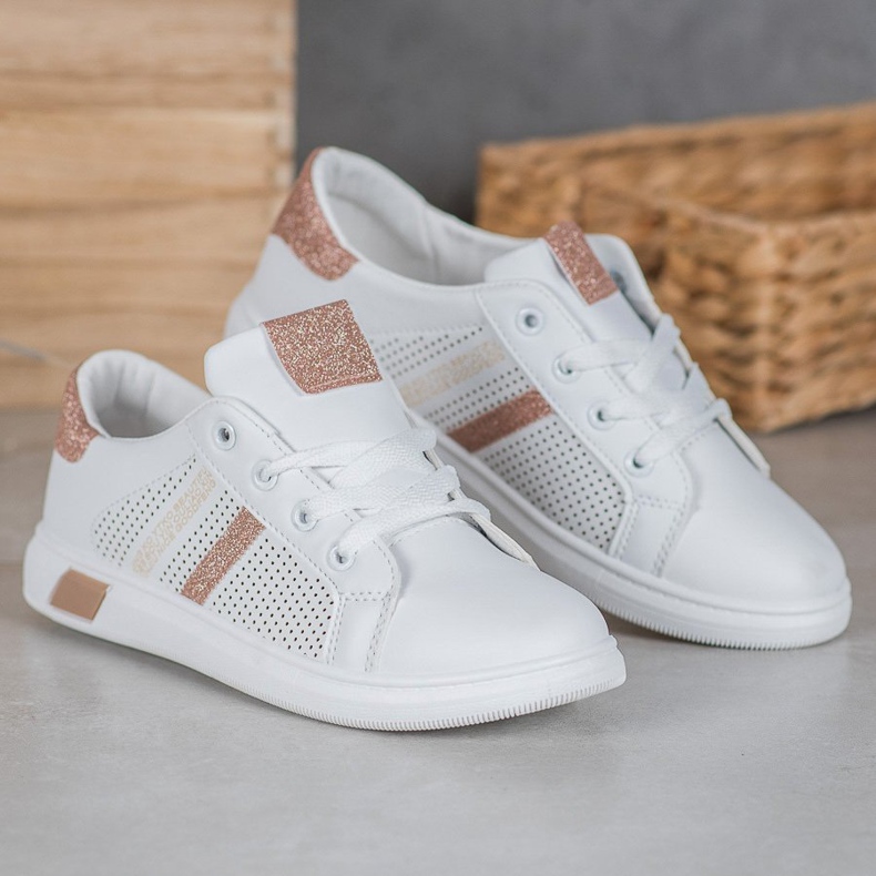 SHELOVET Fehér sportcipő csillogással sárga 1