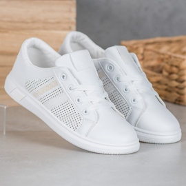 SHELOVET Fehér sportcipő csillogással 2