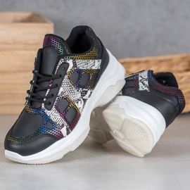 Bona Cipők színes betétekkel fekete sokszínű 2