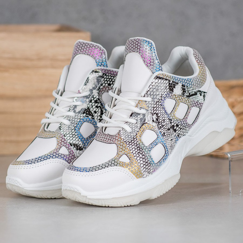 Bona Cipők színes betétekkel fehér sokszínű 1