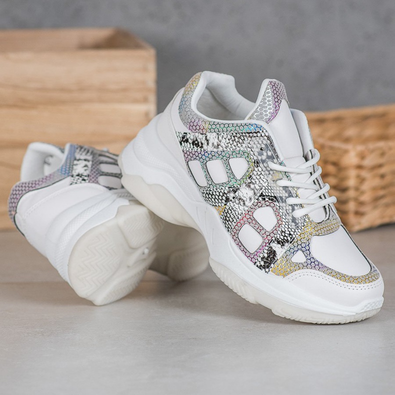 Bona Cipők színes betétekkel fehér sokszínű 2