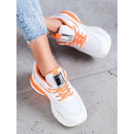 Ideal Shoes Cipők narancssárga betétekkel fehér sokszínű 1