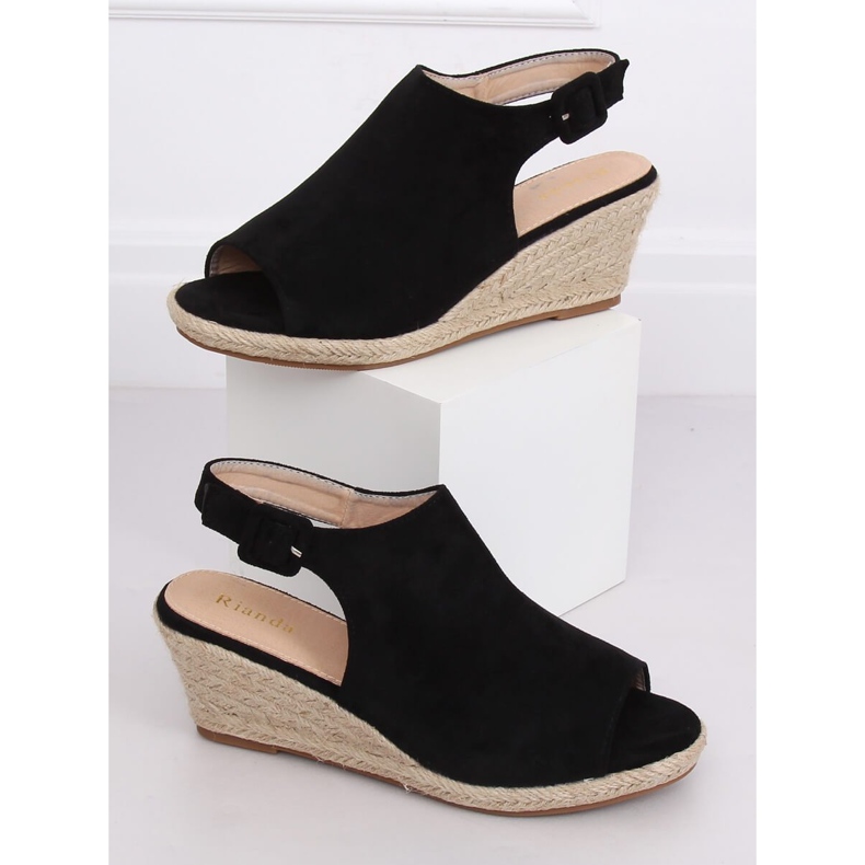 Fekete Espadrilles ékeken F3303 Fekete 1